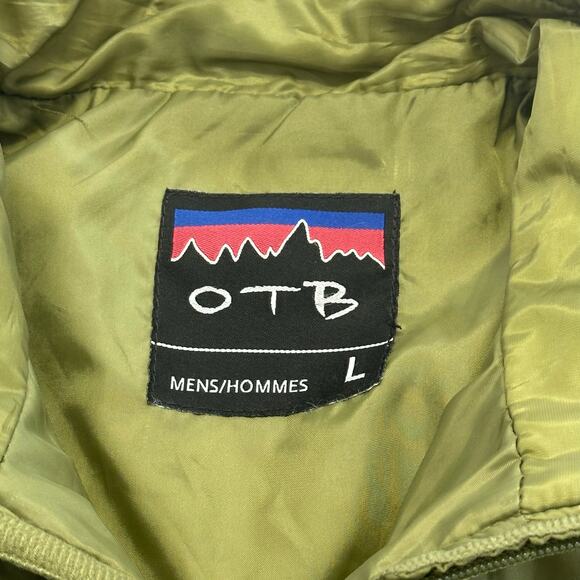 OTB Green Mens L Full Zip Puffer Lightweight Packable Grid Quilted Vest Gorpcore - Picture 4 of 11